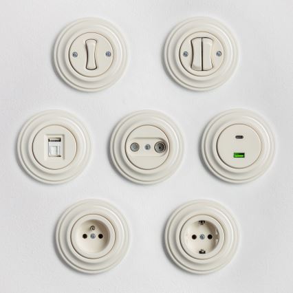 Kliklap - Ретро USB-розетка A+C с бежевой рамкой