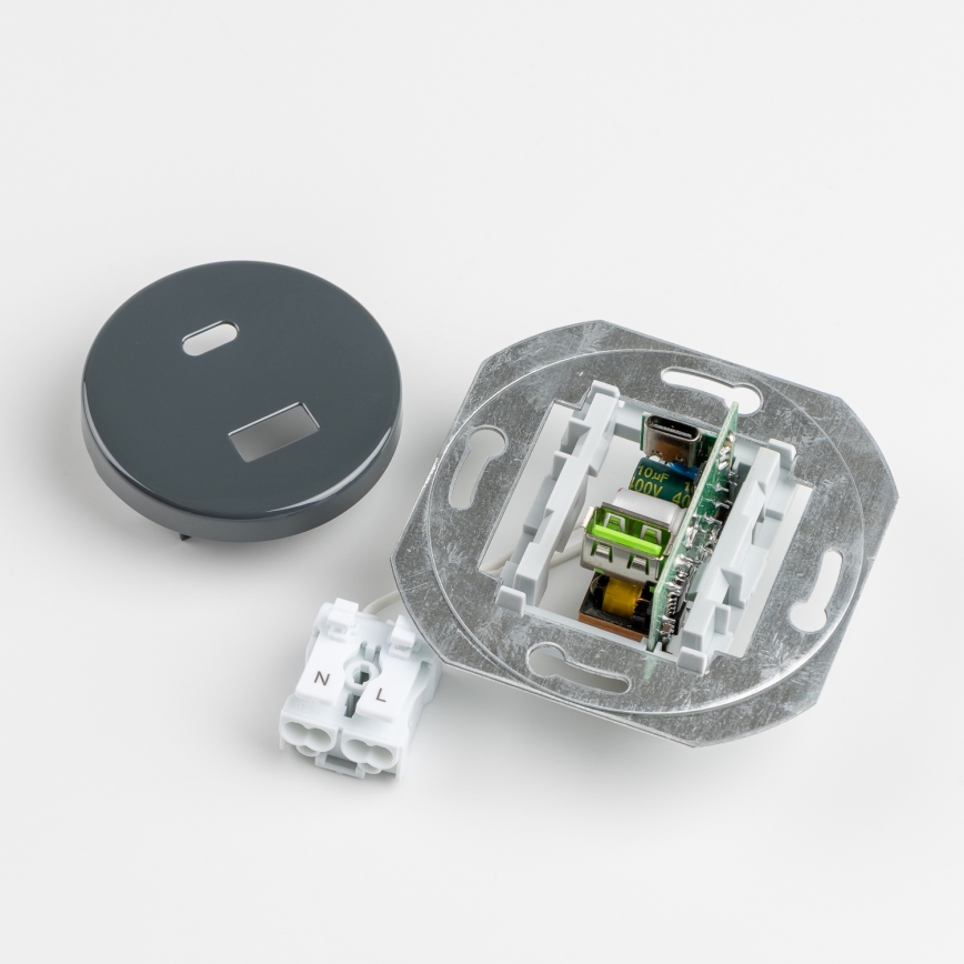 Kliklap - Ретро USB-розетка A+C с рамкой антрацит