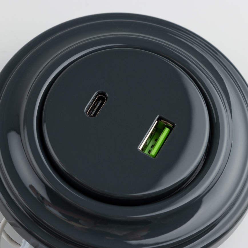 Kliklap - Ретро USB-розетка A+C с рамкой антрацит