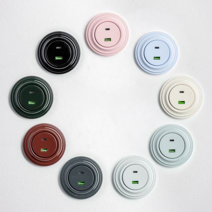 Kliklap - Ретро USB-розетка A+C с рамкой антрацит