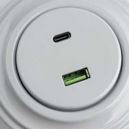 Kliklap - ретро USB-розетка A+C с рамкой, серая