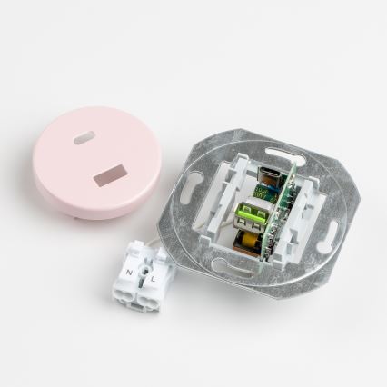 Kliklap - Ретро USB-розетка A+C с рамкой старо-розовая