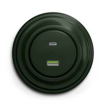 Kliklap - Ретро USB-розетка A+C с рамкой, зелёная