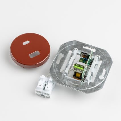 Kliklap - ретро USB-розетка A+C с рамкой, коричневая