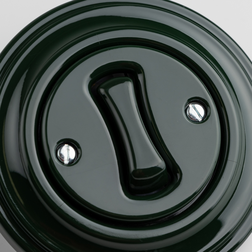 Kliklap - ретро-выключатель для лестницы с рамкой № 6, зелёный