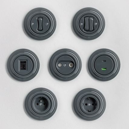 Kliklap - Ретро выключатель серии с рамкой № 5, антрацит