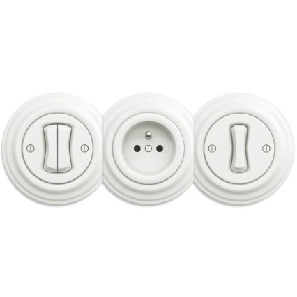 Kliklap - Розетка побутова в стилі ретро без рамки SCHUKO 230V/16A білий