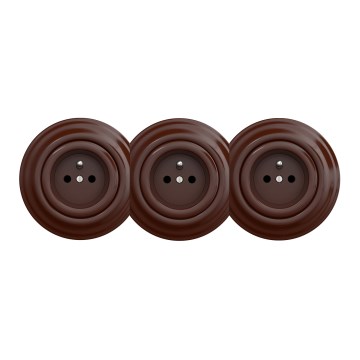 Kliklap - тройная ретро-розетка для дома с рамкой, 230 В, коричневая