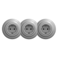 Kliklap - Тройная ретро-розетка для дома с рамкой SCHUKO 230V серая