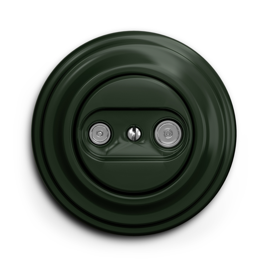 Kliklap - Винтажная абонентская розетка TV+R (проходная) зеленый