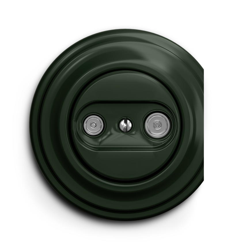 Kliklap - Винтажная абонентская розетка TV+R (проходная) зеленый