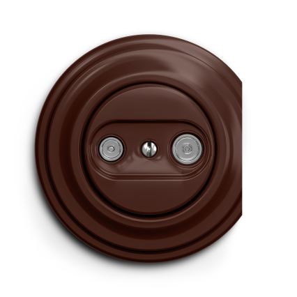 Kliklap - Винтажная абонентская розетка TV+R (проходная) коричневый