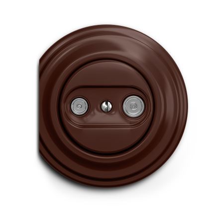 Kliklap - Винтажная абонентская розетка TV+R (проходная) коричневый