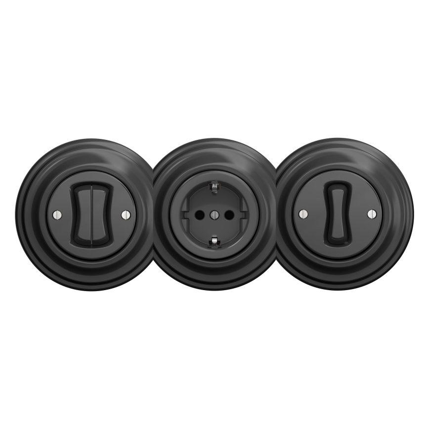 Kliklap - Винтажная домашняя розетка без рамки SCHUKO 230V/16A антрацит