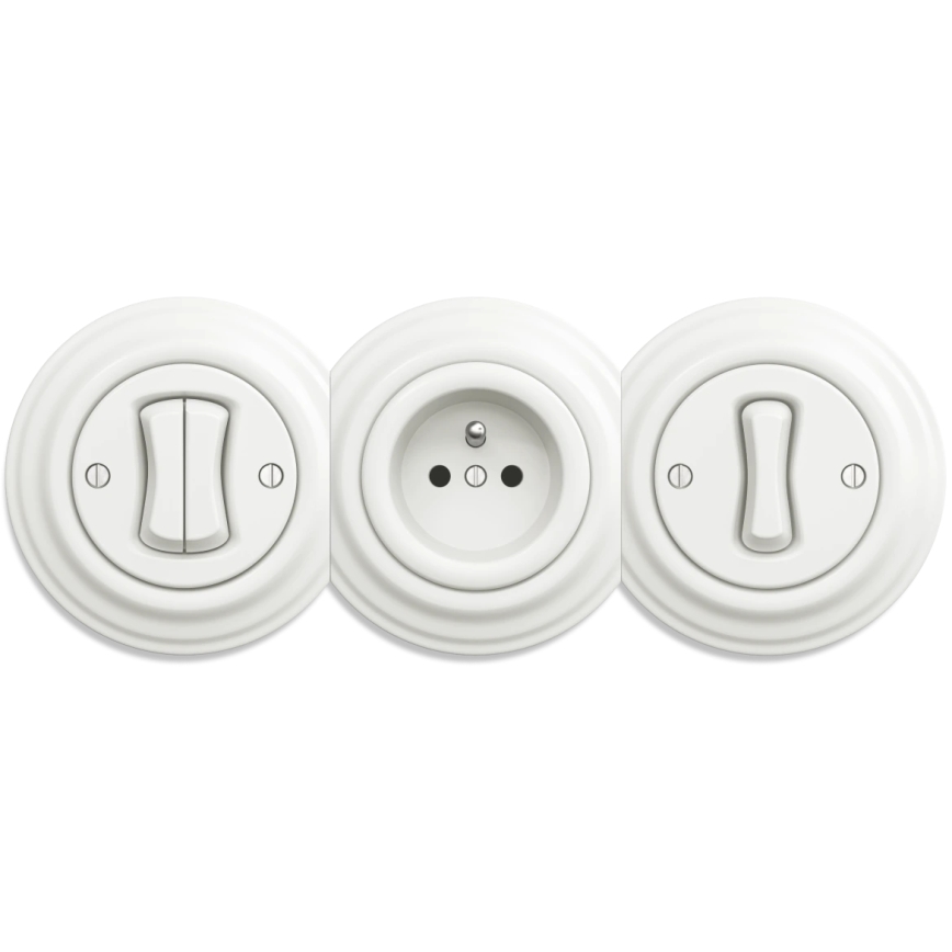 Kliklap - Винтажная домашняя розетка без рамки SCHUKO 230V/16A белый