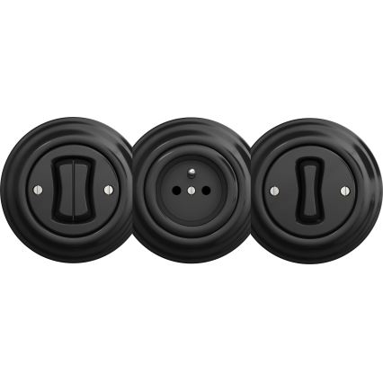 Kliklap - Винтажная домашняя розетка без рамки SCHUKO 230V/16A черный