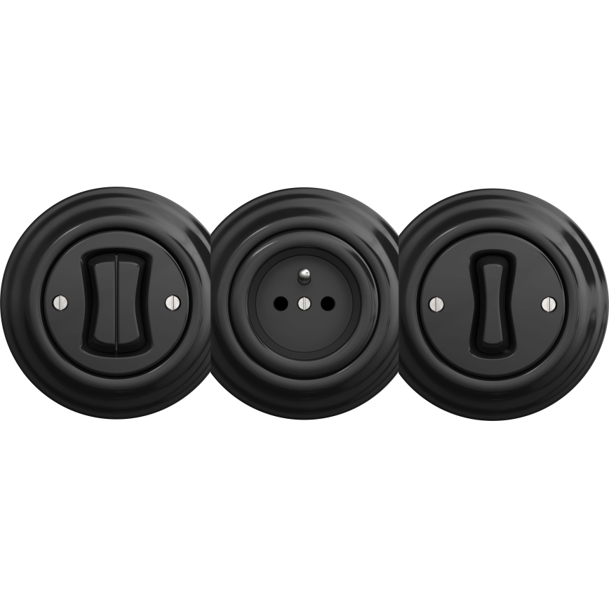 Kliklap - Винтажная домашняя розетка без рамки SCHUKO 230V/16A черный