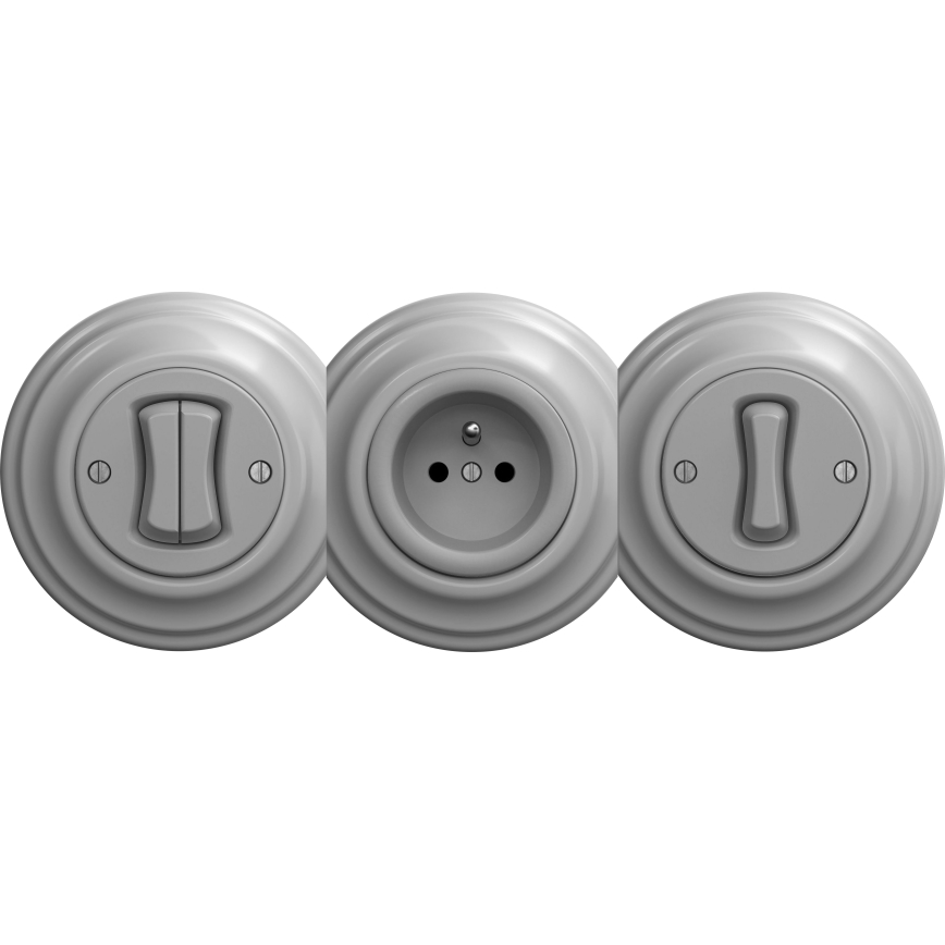 Kliklap - Винтажная домашняя розетка без рамки SCHUKO 230V/16A серый