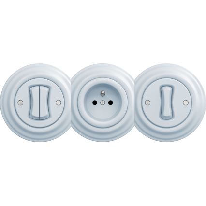 Kliklap - Винтажная домашняя розетка без рамки SCHUKO 230V/16A синий