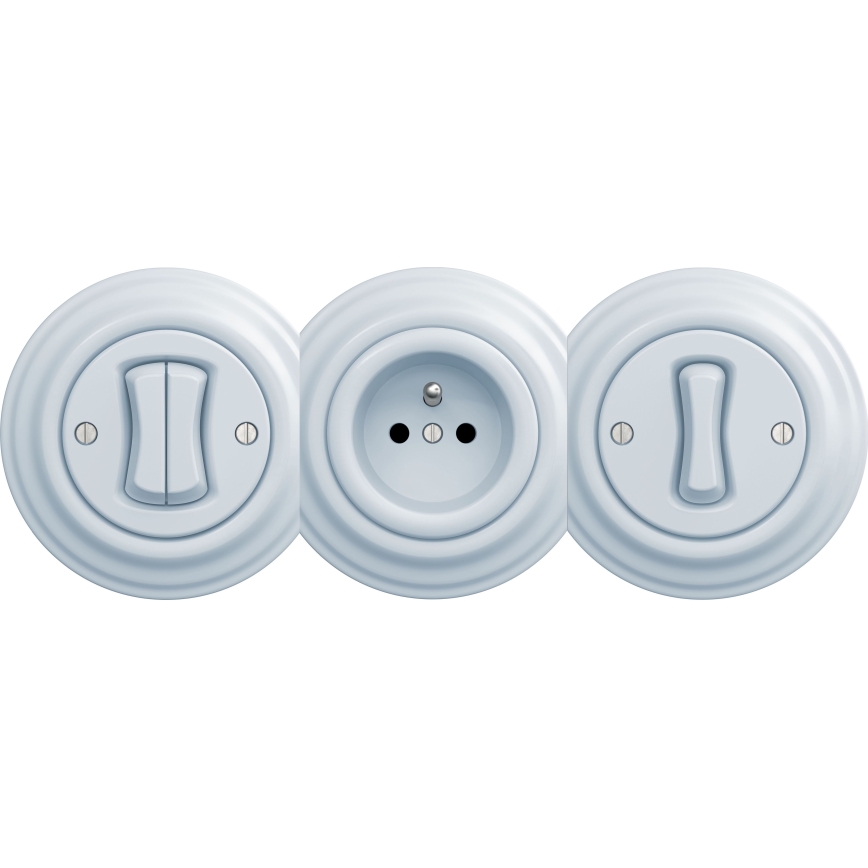 Kliklap - Винтажная домашняя розетка без рамки SCHUKO 230V/16A синий