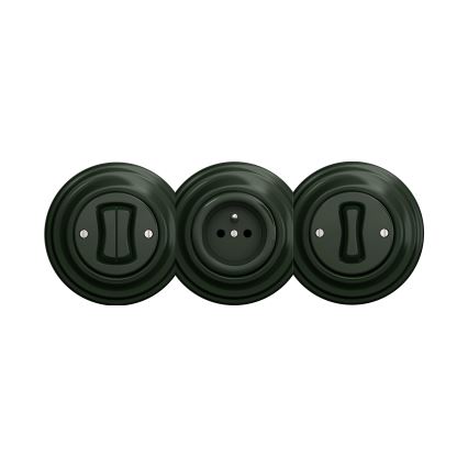 Kliklap - Винтажная домашняя розетка без рамки SCHUKO 230V/16A зеленый