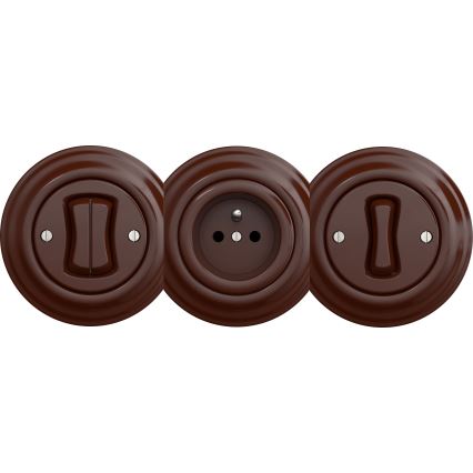 Kliklap - Винтажная домашняя розетка без рамки SCHUKO 230V/16A коричневый