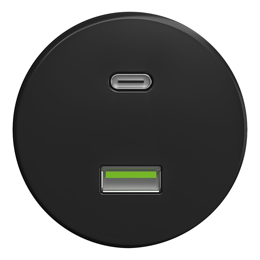 Kliklap - Винтажный USB-разъем A+C без рамки черный