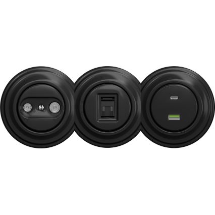 Kliklap - Винтажный USB-разъем A+C без рамки черный