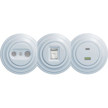 Kliklap - Винтажный USB-разъем A+C без рамки синий