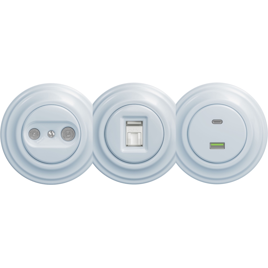 Kliklap - Винтажный USB-разъем A+C без рамки синий