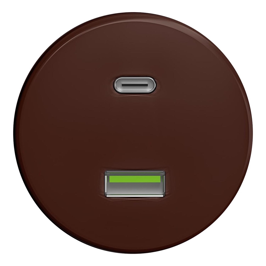 Kliklap - Винтажный USB-разъем A+C коричневый