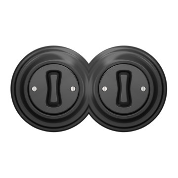 Kliklap — двойной ретро однополюсный выключатель с рамкой № 1, антрацит