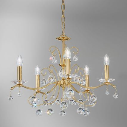 Kolarz 3234.85.3.KoT - Хрустальная люстра на цепи CARMEN 5xE14/60W/230V 24K золотистый