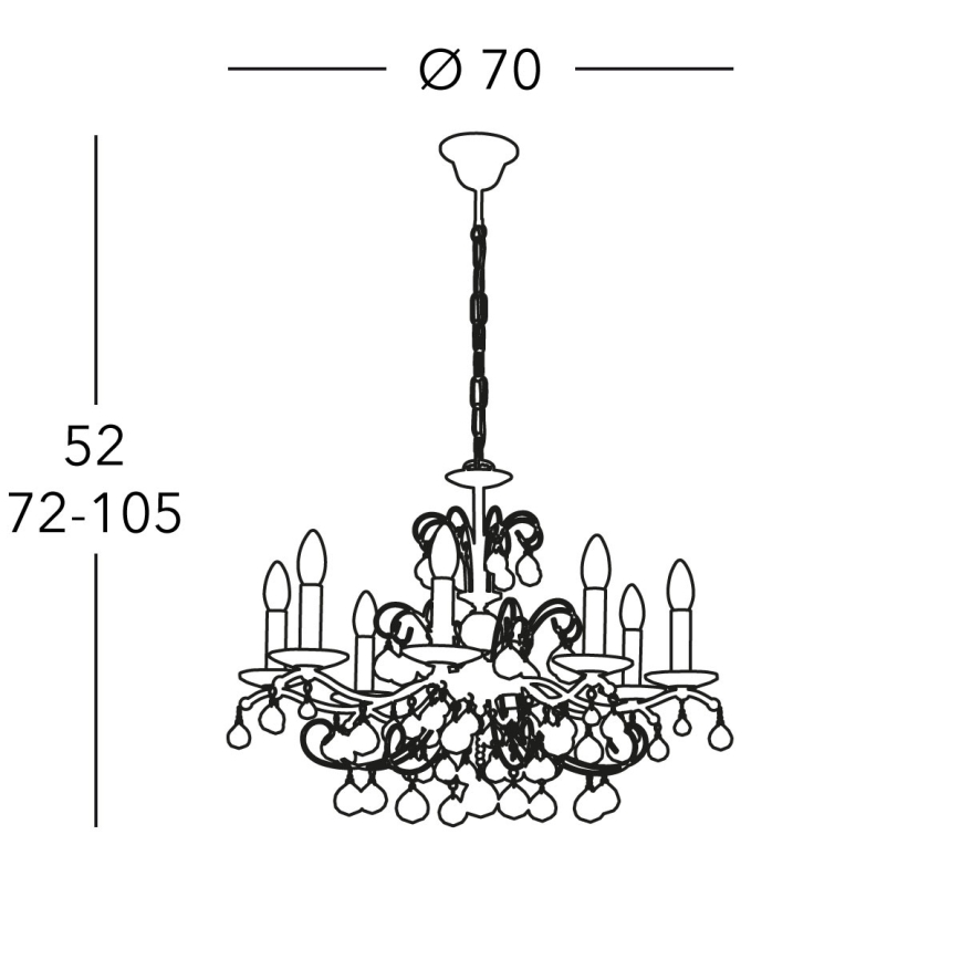 Kolarz 3234.88.3.KoT - Кришталева люстра на ланцюгу CARMEN 8xE14/60W/230V 24K золото