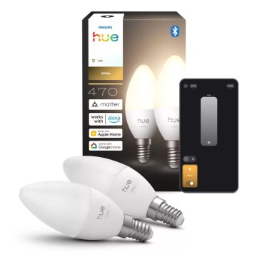 Komplekt 2x димованих світлодіодних ламп Philips Hue WHITE B39 E14/3,9W/230V 2700K
