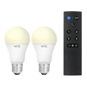 Komplekt із 2 світлодіодних затемнюваних ламп A60 E27/9W/230V 2700K Wi-Fi + пульт дистанційного керування - WiZ