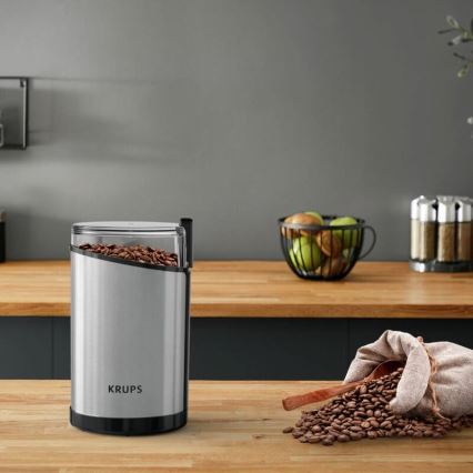 Krups - Электрическая кофемолка 85 г FAST-TOUCH 200W/230V матовый хром