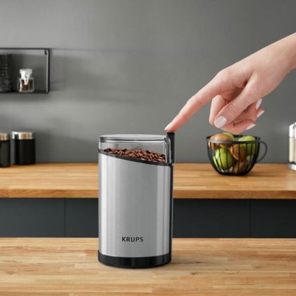 Krups - Электрическая кофемолка 85 г FAST-TOUCH 200W/230V матовый хром