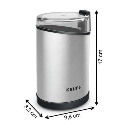 Krups - Электрическая кофемолка 85 г FAST-TOUCH 200W/230V матовый хром