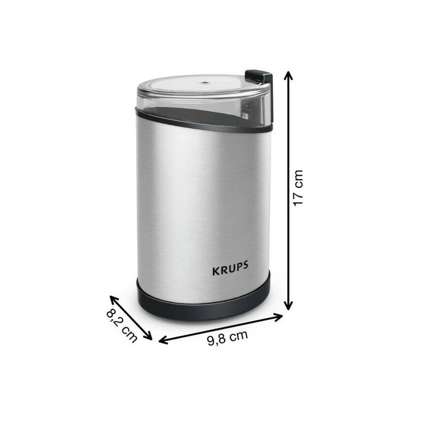 Krups - Электрическая кофемолка 85 г FAST-TOUCH 200W/230V матовый хром