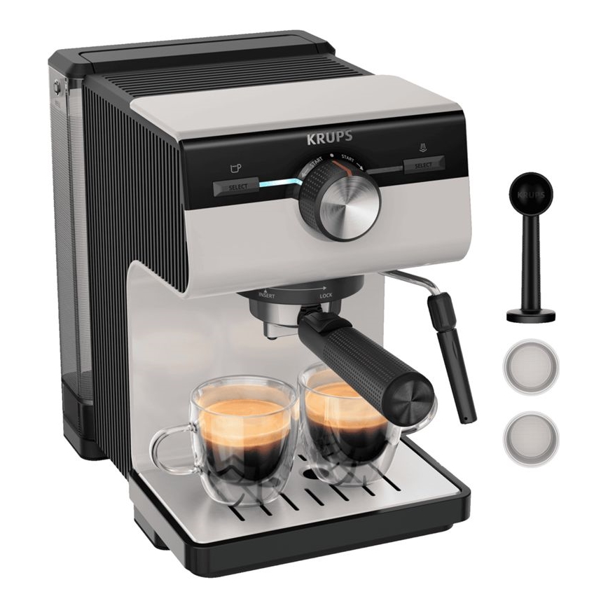 Krups - Ріжкова кавоварка на дві чашки AUTHENTIC 1450W/230V сірий