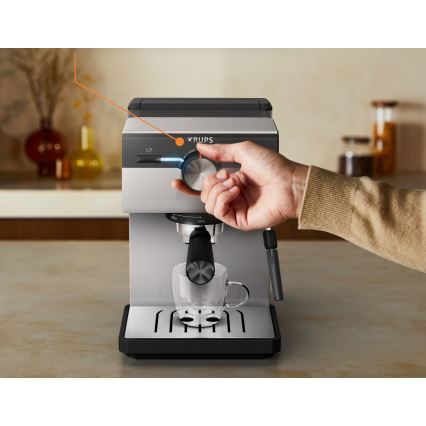 Krups - Ріжкова кавоварка на дві чашки AUTHENTIC 1450W/230V сірий