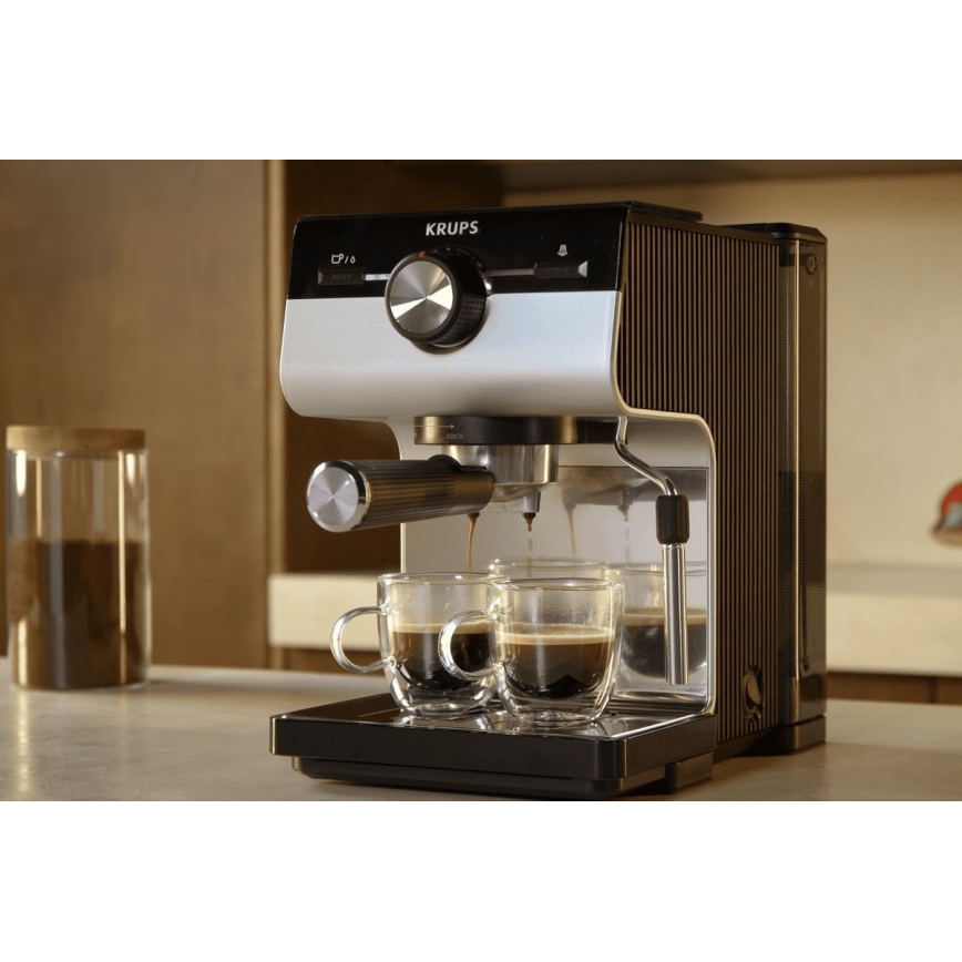 Krups - Рожковая кофеварка на две чашки AUTHENTIC 1450W/230V серый