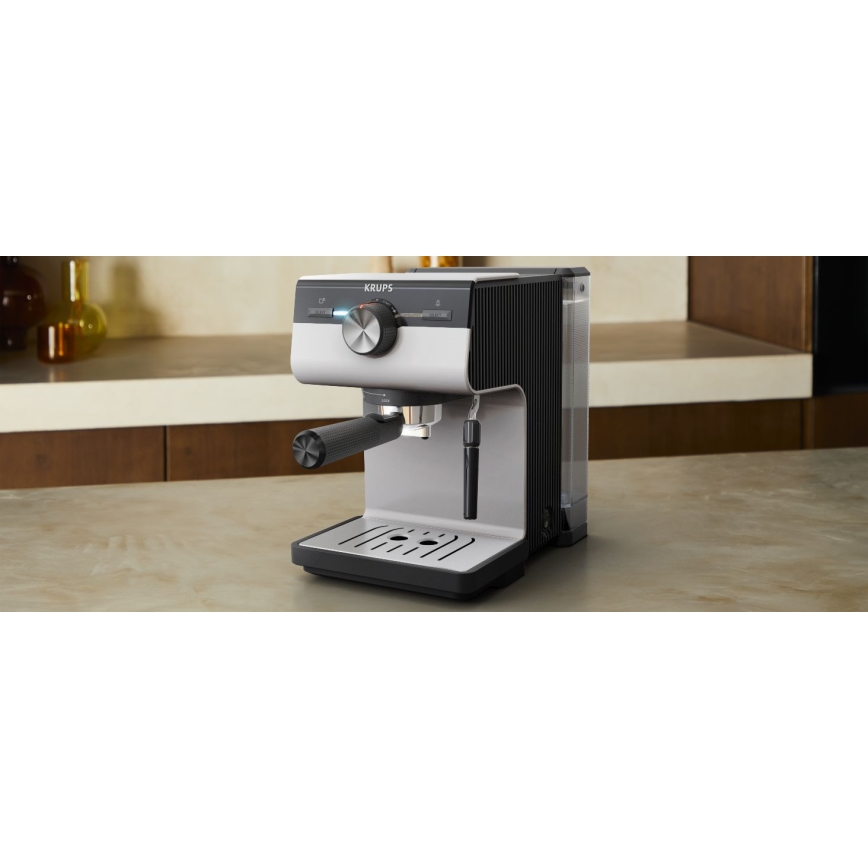 Krups - Рожковая кофеварка на две чашки AUTHENTIC 1450W/230V серый