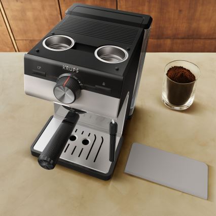 Krups - Рожковая кофеварка на две чашки AUTHENTIC 1450W/230V серый