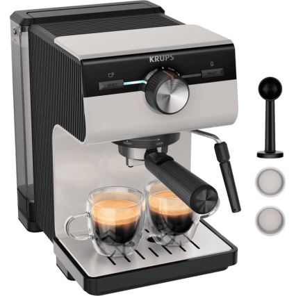 Krups - Рожковая кофеварка на две чашки AUTHENTIC 1450W/230V серый