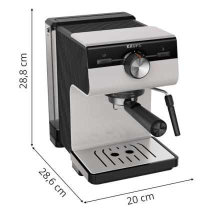 Krups - Рожковая кофеварка на две чашки AUTHENTIC 1450W/230V серый