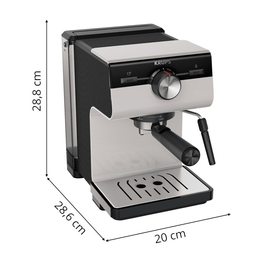 Krups - Рожковая кофеварка на две чашки AUTHENTIC 1450W/230V серый