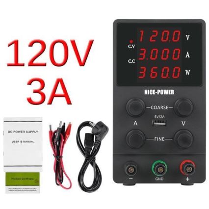 Лабораторний блок живлення 0-120V/0-3A