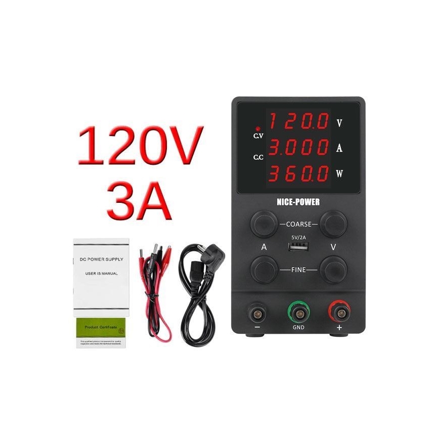 Лабораторний блок живлення 0-120V/0-3A